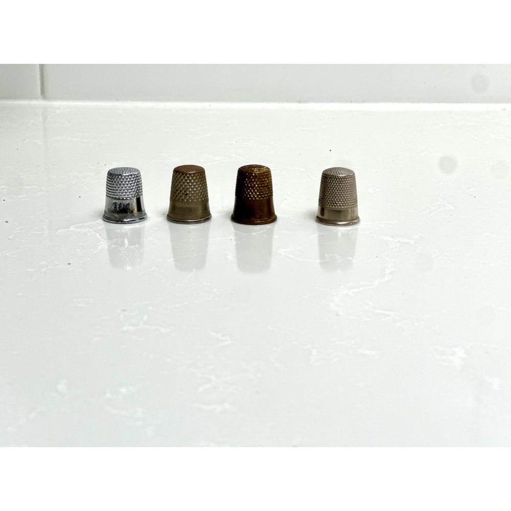Vintage 1950s Sewing Thimble Set of 4 Made in Germany Mixed Metal Tones Size 8 9